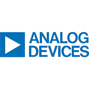 Analog Devices logo featuring a blue triangle and bold text on a white background.