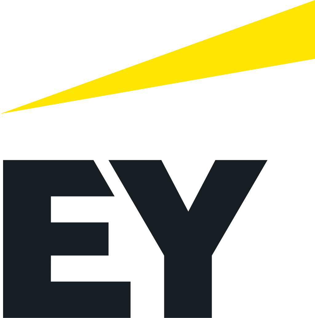 EY logo with bold black letters and a yellow triangle above, symbolizing growth and innovation.