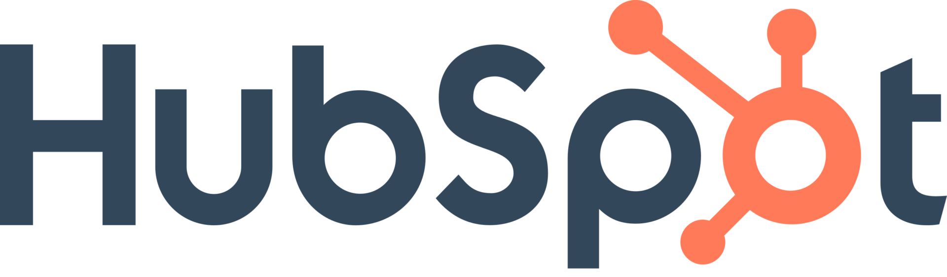 HubSpot logo featuring blue text and an orange geometric symbol resembling a network.