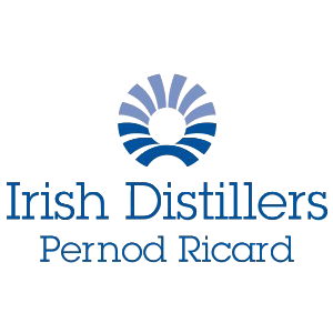 Irish Distillers Pernod Ricard logo with stylized blue emblem above company name in bold and regular fonts.