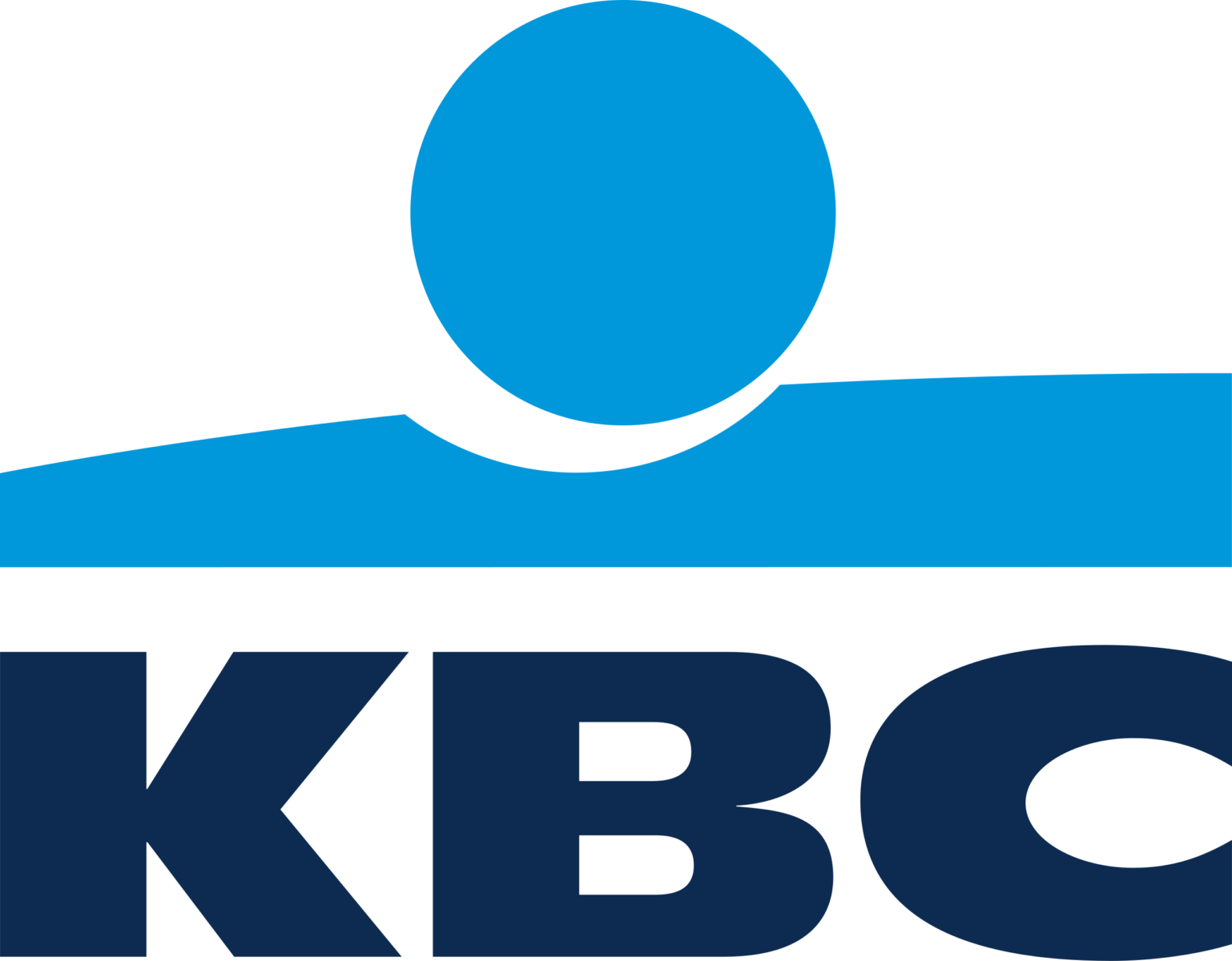 KBC logo featuring a blue circle above a blue horizontal line, with KBC in bold black letters below.