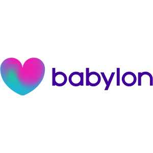 Colorful heart logo with the text Babylon in purple.