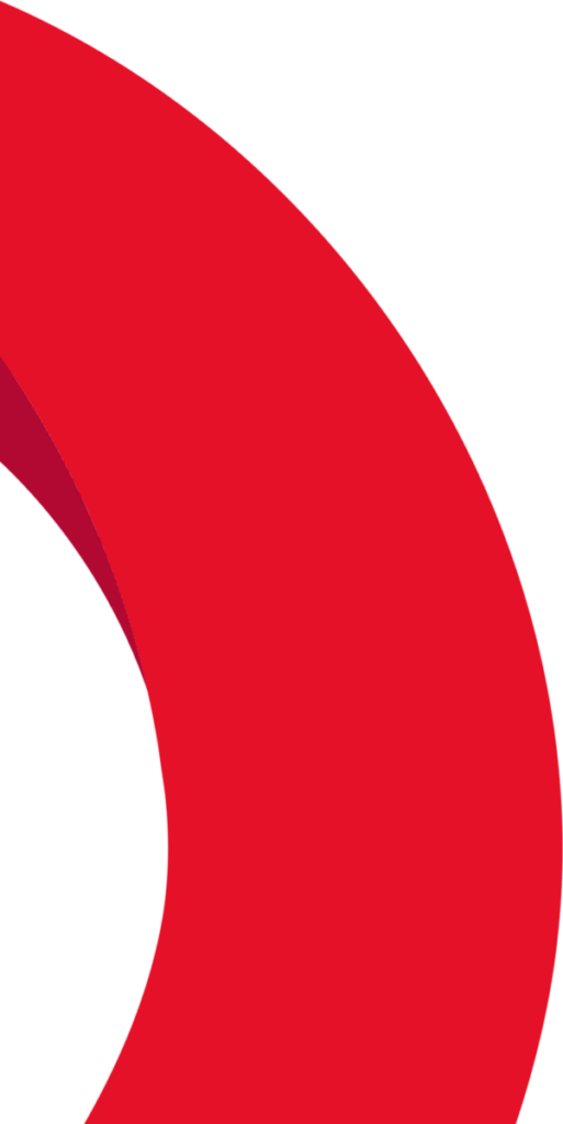 Red abstract curved shape on a black background, modern and dynamic design element.