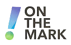 Logo featuring a gradient exclamation mark next to the text ON THE MARK in bold black letters.
