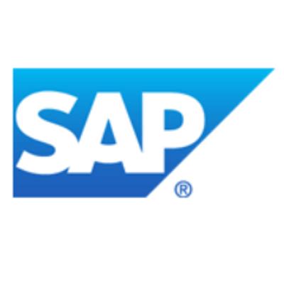 SAP logo in blue and white, showcasing the brand's distinctive design and color scheme.