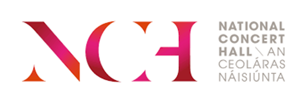 NCH logo with gradient lettering and National Concert Hall name in English and Irish on white background.