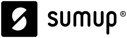 Logo of SumUp with a stylized S symbol on the left and sumup text in lowercase on the right.