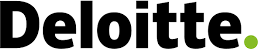 Black Deloitte logo with a green dot on a white background.