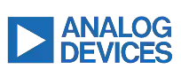Logo of Analog Devices featuring a blue triangle and text.