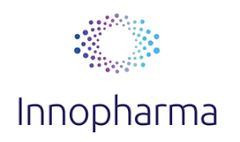 Innopharma logo with a dotted circular design and gradient colors above the company name in blue text.