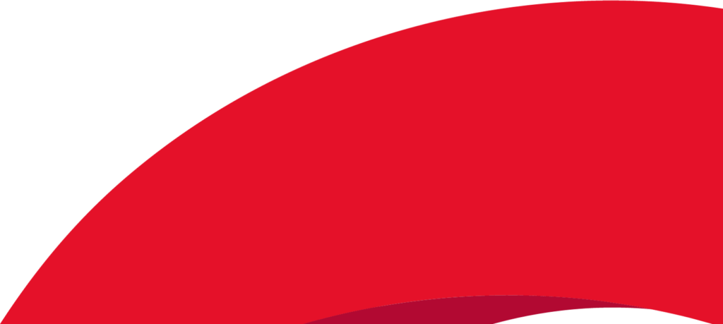 Red graphic background with a small white rectangle at the top and a burgundy curved shape at the bottom corner.